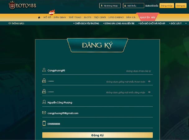 cách đăng ký loto188 trên điện thoại