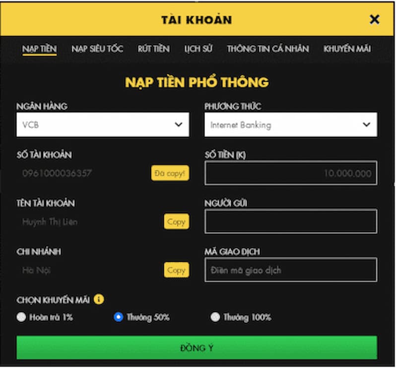 cách gửi tiền 11bet thủ công