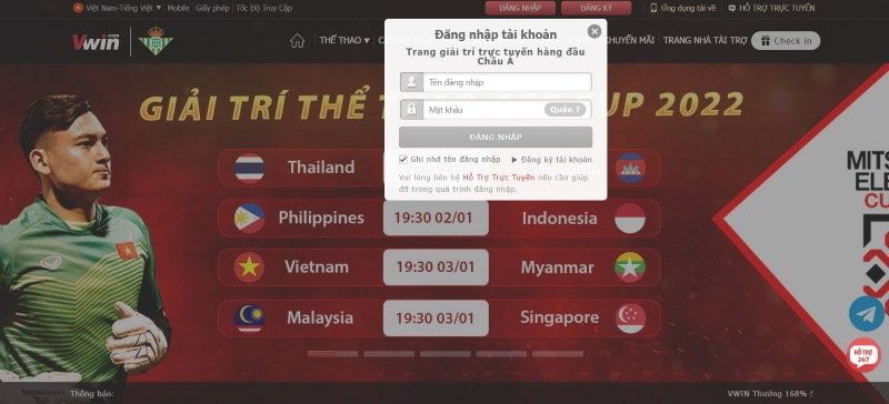 hướng dẫn đăng nhập vwin
