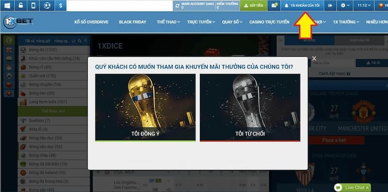 các bước đăng nhập 1xbet 