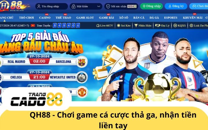 QH88 - Chơi cá cược trực tuyến thả ga, nhận tiền liền tay